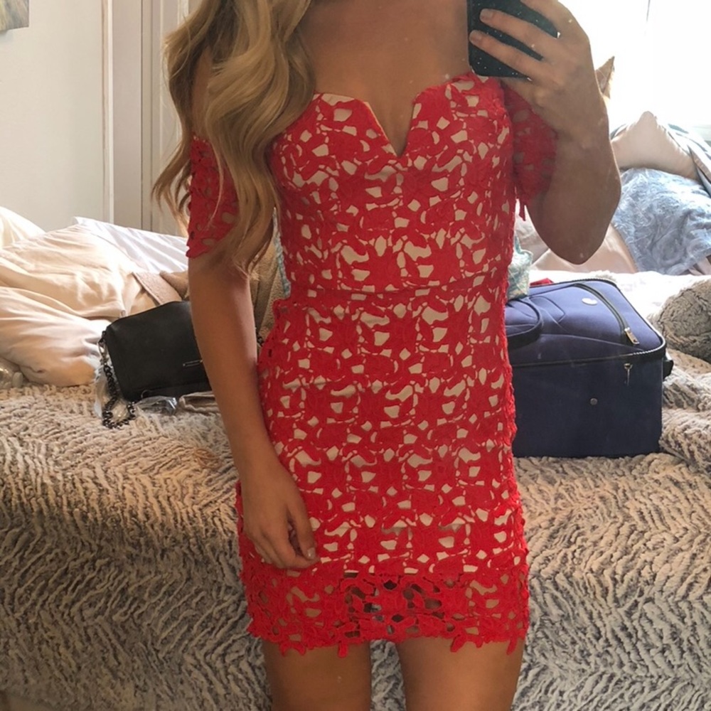 Red lace dress
